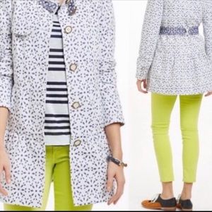 Women’s Ann Taylor / Anthropology white & blue Eyelet Print Trent Jacket Size M